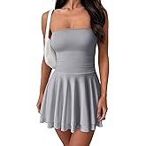 OQQ Women's Mini Dress Summer Cocktail Tube Ruched Waist Ruffle Corset Party A-line Dresses