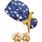 Plifal 100% Cotton Scrub Cap with Buttons-Nurse Cap with Sweatband for Women, Adjustable Working Hat,Satin Lined or Unlined