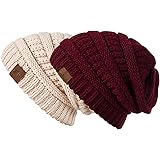 REDESSSlouchy Beanie Hat for Men and Women Winter Warm Chunky Soft Oversized Cable Knit Cap