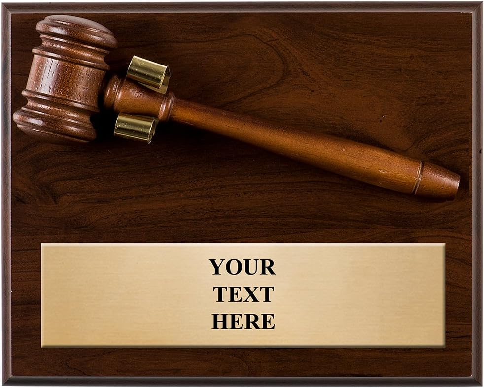 Gavel PLAQUES 8 x 10 Wood Gavel Plaque Award with