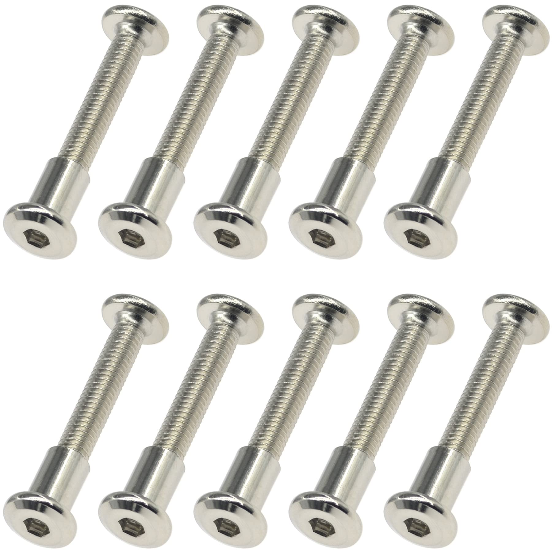 10 Sets M6*35 Hex Socket Furniture Pair-Locking Connection Screws Bolts Nuts (10)
