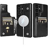 SkyEagle Compatible with Magsafe for Samsung Galaxy S25 Ultra Wallet Case with Card Holder,Women Men Phone Case PU Leather Kickstand Flip Protective Cover Credit Card Slots,for Galaxy S25 Ultra,Black