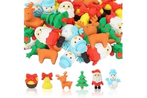 LOMIMOS Christmas 3D Erasers for Kids，Xmas Desk Pets Eraser with Santa Claus Snowman for Kids Classroom Rewards Holiday Party Favors Christmas Gifts Goodie Bag Stuffers