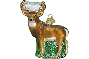 Old World Christmas Whitetail Deer Glass Blown Ornament for Christmas Tree, Handcrafted Holiday Decoration, Wildlife Animal Collection
