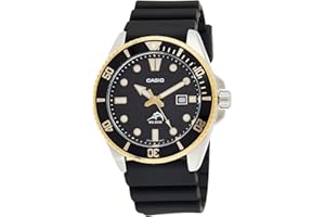 Casio Men's Diver Inspired Stainless Steel Quartz Watch with Resin Strap, Gold, 25.6 (Model: MDV106G-1AV)