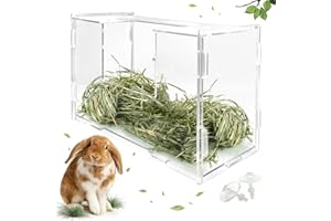 UCANVIN Rabbit Hay Feeder with Lid,Hanging Food Dispenser for Rabbit, Guinea Pig, Bunny, Chinchilla, 106oz Large Capacity 1pack