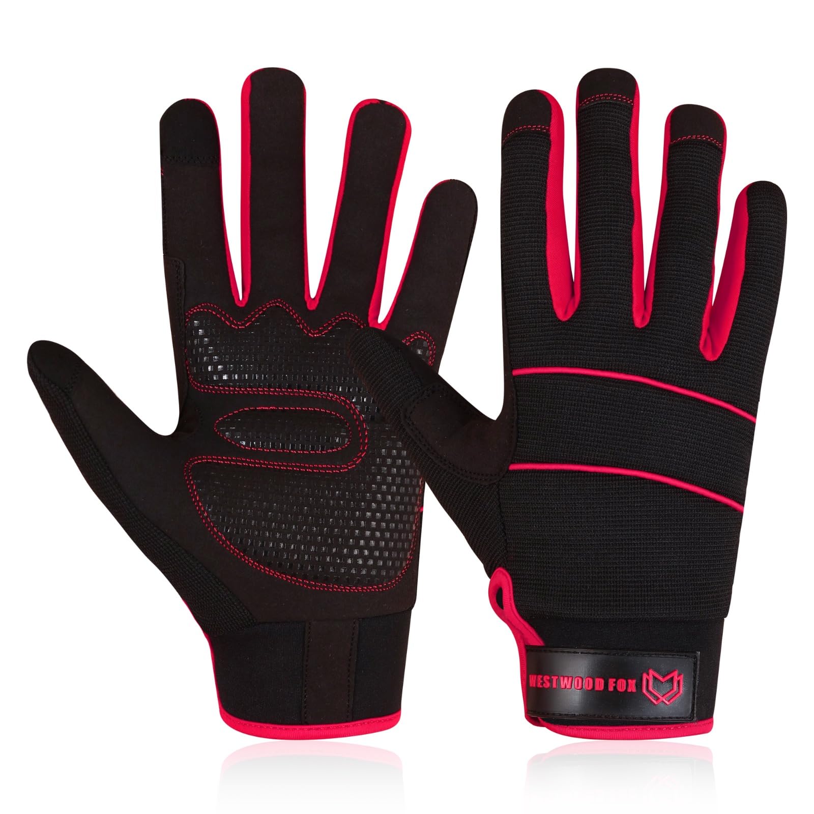 Mens Working Gloves Utility Workman Mechanic Gloves Touch Screen Anti slip Palm Padded Knuckles Safety Work Gloves Rigger Mechanic (M, Black) — image 1