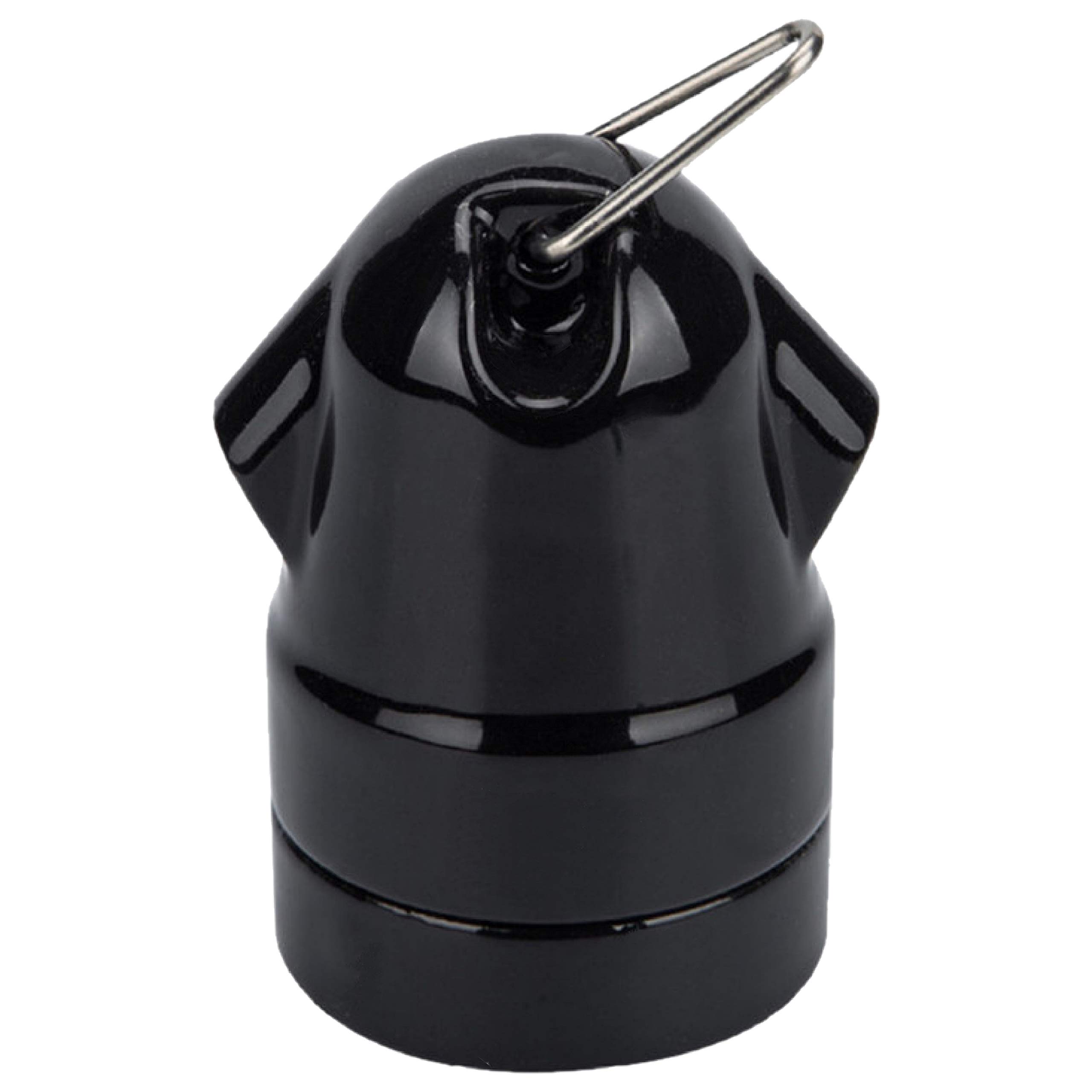 New Glazed Porcelain Festoon E27 Lampholder in Black by Art Deco Emporium