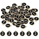PATIKIL Letter Charm, 60Pcs Double Sided Alphabet Initial Charm Pendants Beads Enamel Charm for Bracelet Necklace Earring DIY Jewelry Making, Black