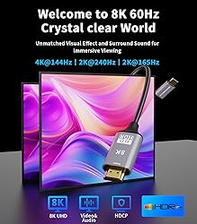SWITCHFLUX USB C to HDMI 2.1 Cable 10Ft