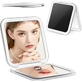 MIYADIVA Compact Mirror, 30X Magnifying Mirror, Pocket Mirror for Purse, Travel Makeup Mirror with 30X/1X Magnification, Travel Essentials Mirrors, Precision Tweezers, Present for Girls