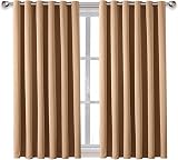 AMEHA Blackout Eyelet Curtains 66x54 2 Panels Beige Room Living Room view 2