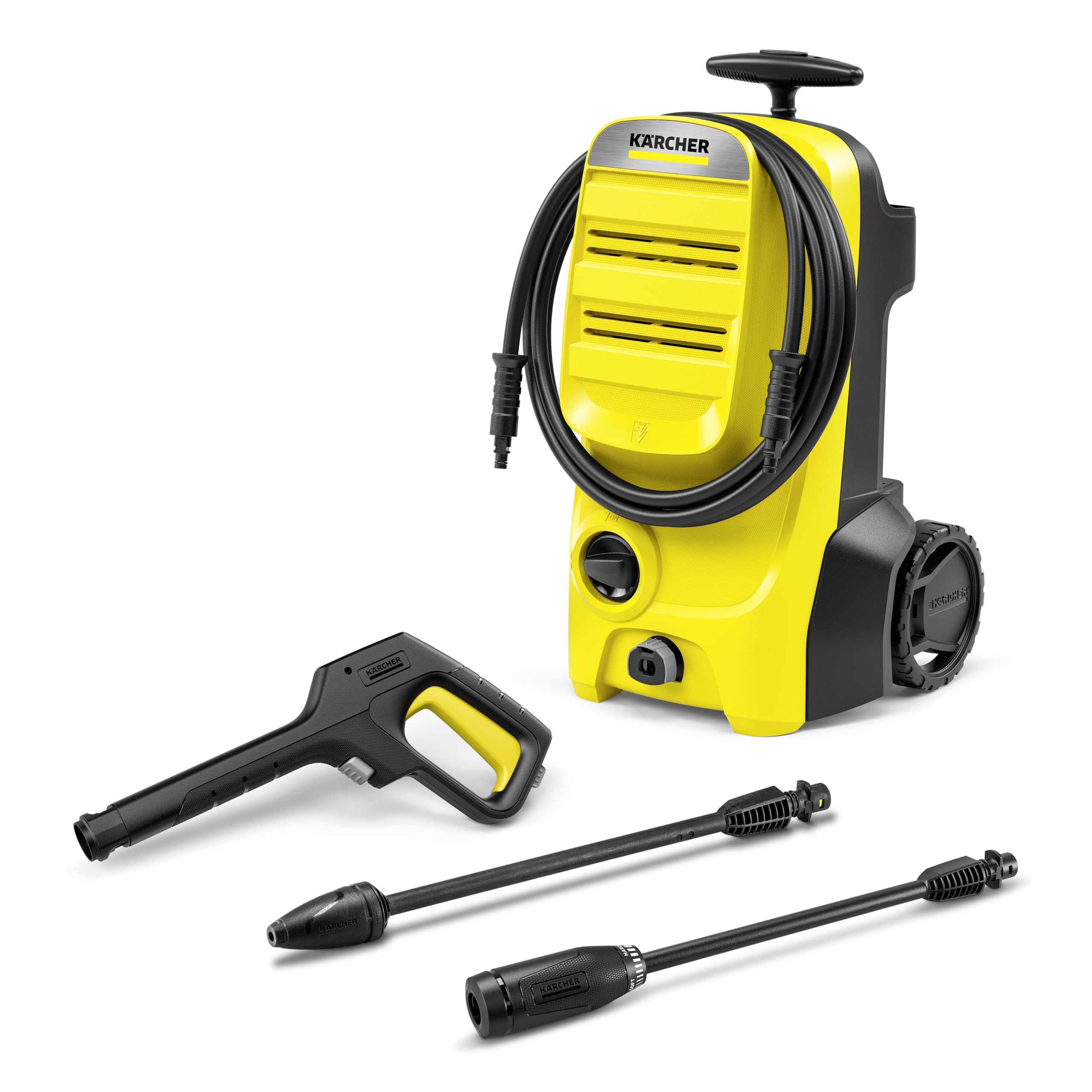 Kärcher Hochdruckreiniger K 4 Classic, Druck: max. 130 bar, Fördermenge: 420 l/h, Flächenleistung: 30 m²/h, Wasserfilter, Gewicht: 4,6 kg, Hochdruckschlauch und -Pistole, Dreckfräser, Strahlrohr