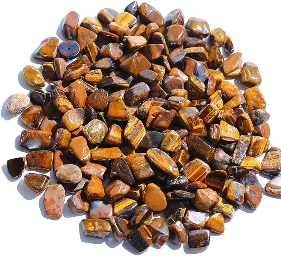 Indoor Fountains & Accessories - IMALY Tiger's Eye Tumbled Chips Stone Polished Crushed Healing Crystal Quartz Pieces Irregular Shaped Stones for Home Decorative Stones Vases Plants Succulents 0.5lb