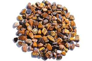 IMALY Tiger's Eye Tumbled Chips Stone Polished Crushed Healing Crystal Quartz Pieces Irregular Shaped stones for Home Decorative Stones Vases Plants Succulents 0.5lb
