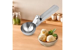 Stainless Steel Ice Cream Scooper, Melon Baller, Fruit Scooper, Perfect Scoop Tool for Ice Cream, Sorbet, and More
