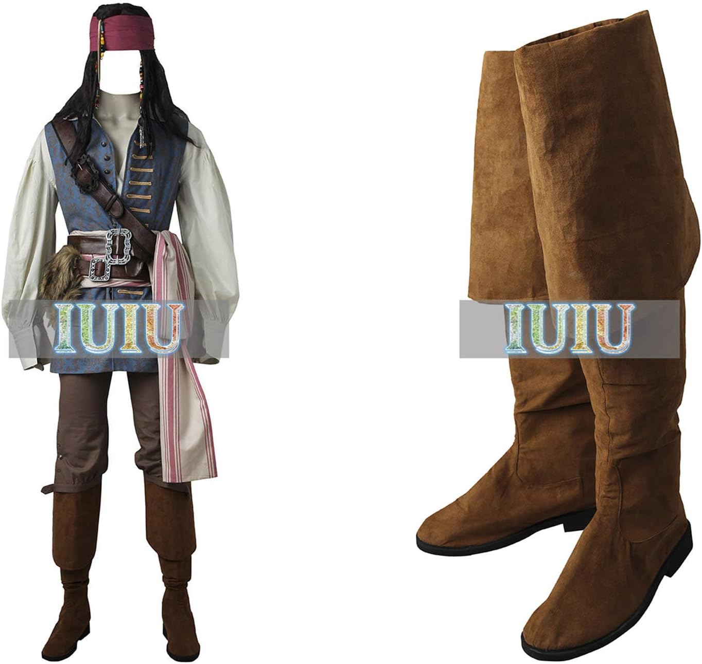 Amazon ジャック スパロウ パイレーツ オブ カリビアン 最後の海賊 ブーツ付き コスプレ衣装 映画 Cosplay コスチューム コスプレ 仮装 通販
