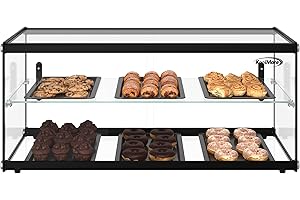 KoolMore 33 in. 2 Tiered Pastry Display Case with Glass Shelf and Sliding Door, 3.2 cu. ft. Capacity, ETL Listed (KM-DC-3CSBK)