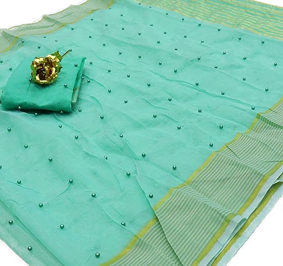 Women Kota DORIYA Pearl Work Saree with blouse