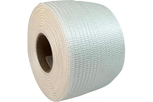 COMPLETE PACKAGING PRODUCTS CPP 1/2" x 1500' Woven Polyester Strapping Cord - 650 lbs Break Strength, Heavy Duty Strapping - Water, UV, Corrosion Resistant Short Roll Plastic Banding Strap for Boat Shrink Wrap & Shipping