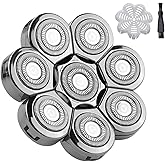 8 Blades Men's Electric Shavers Replacement Heads Razor replacement Blades for Bald Men Wet and Dry Compatible Waterproof (8D Silvery)