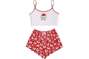 USCHARM Valentines Day Pajama Sets for Women 2 Piece Shorts Cute Love Heart Cami Tops and Pjs Short Set Soft Lingerie Set