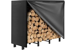 DNKMOR 4FT Firewood Rack with Waterproof Cover,Heavy Duty Firewood Storage Log Holider for Outdoor&Indoor,Fireplace Wood Rack with 600D Oxford Fabric