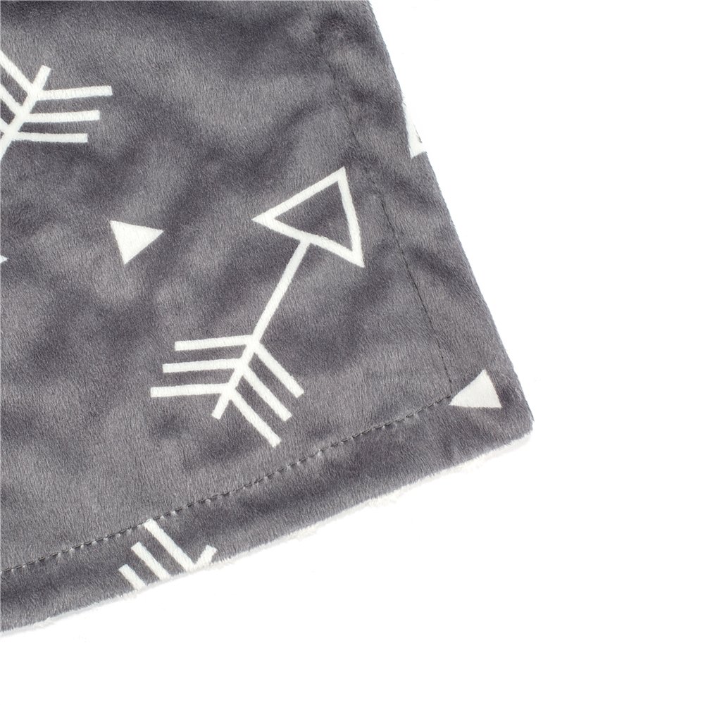 BORITAR Baby Blanket Super Soft Minky with Double Layer Dotted Backing, Little Grey Arrows Printed 30 x 40 Inch, Receiving Blankets: Baby