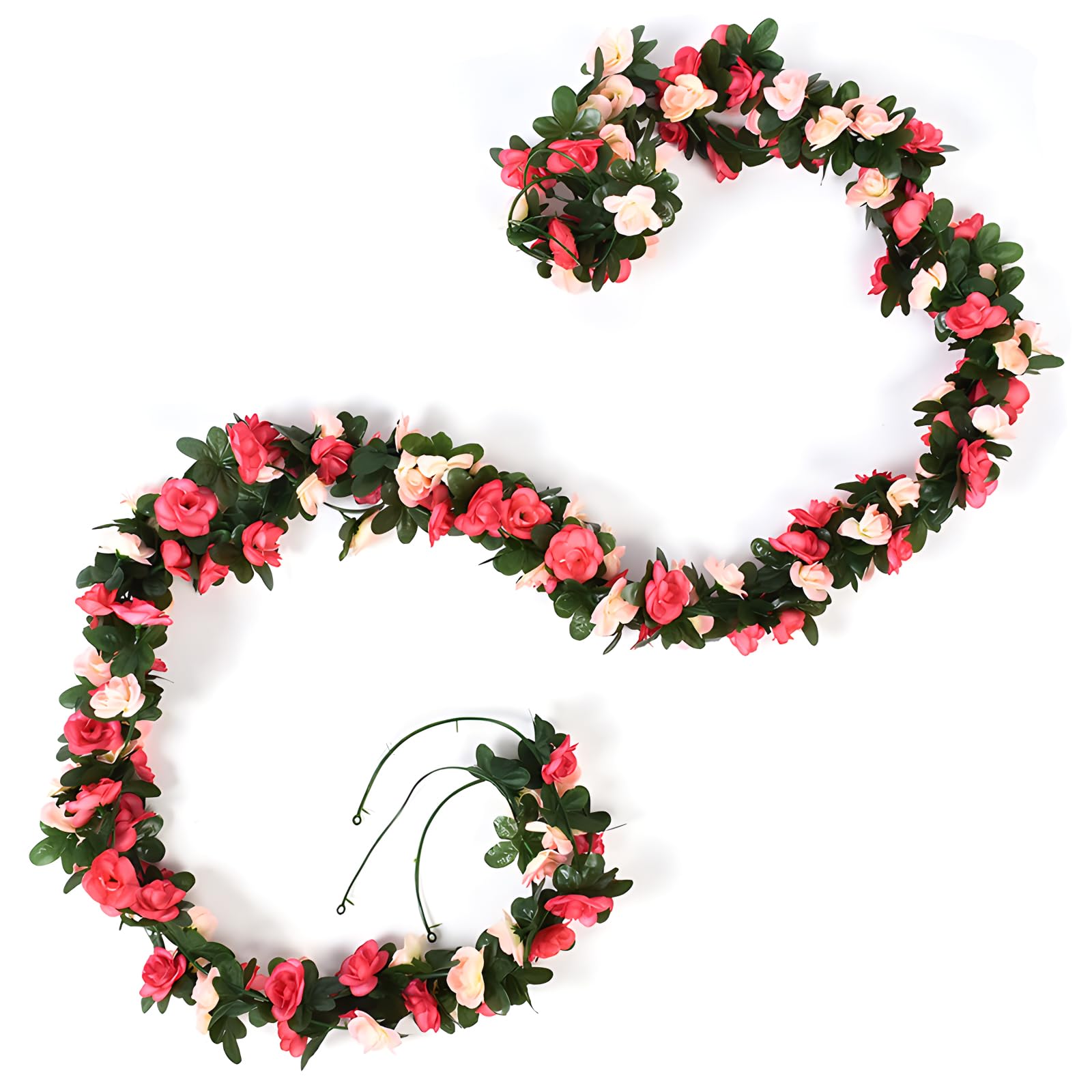 JYJLLM Artificial Flowers Garlands - 45 simulated roses Artificial Flower Vines for Decorations, Faux White Rose Floral Arch with Realistic Design for Home, Garden, Indoor/Outdoor (Pink)