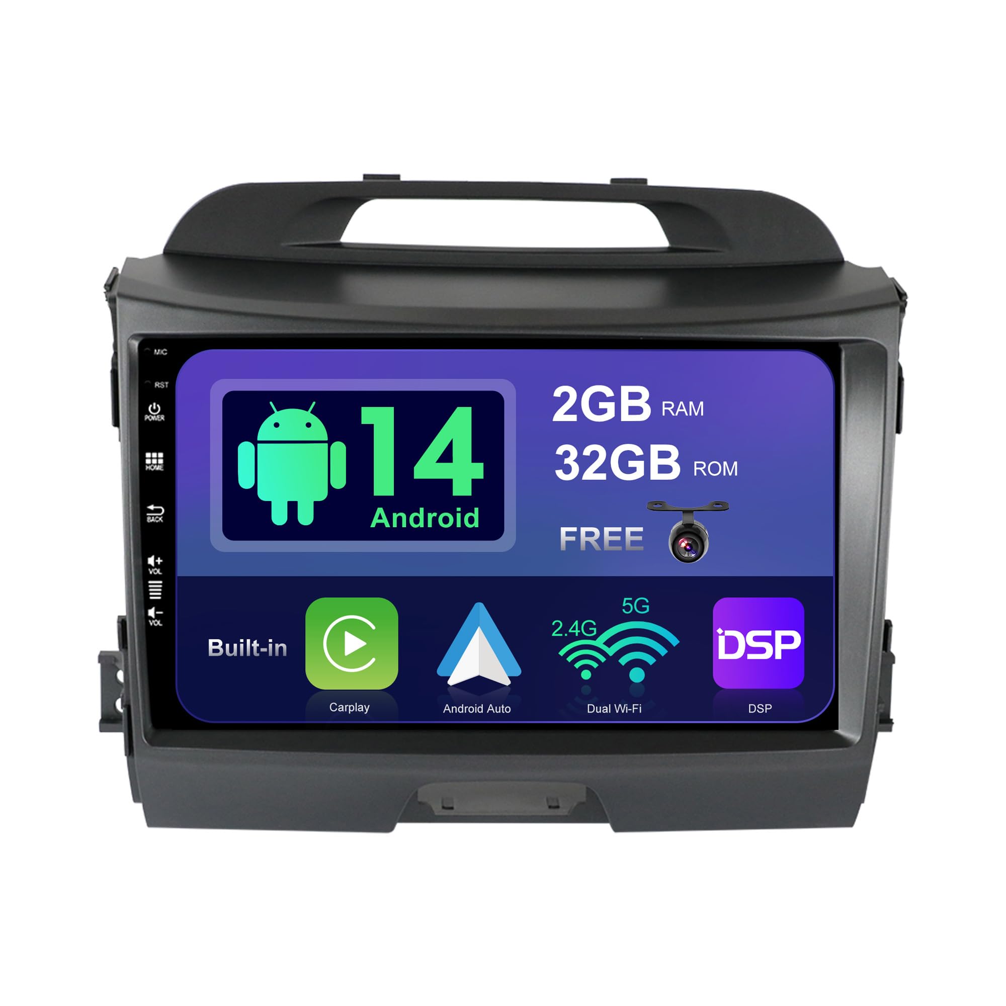 SXAUTO Android 10 Car Radio Fits Kia Sportage (2010-2015) - Reversing Camera Canbus MIC - [2G+32G] - 8 Inch 2 Din - Supports DAB/Steering Wheel Control/4G/WiFi/Bluetooth/Android Carplay