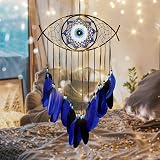 Dremisland Evil Eye Dream Catcher Blue Macrame Wall Hanging Decor view 7