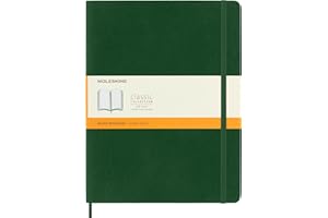 Moleskine Classic Notebook, Soft Cover, XL (7.5" x 9.5") Ruled/Lined, Myrtle Green, 192 Pages