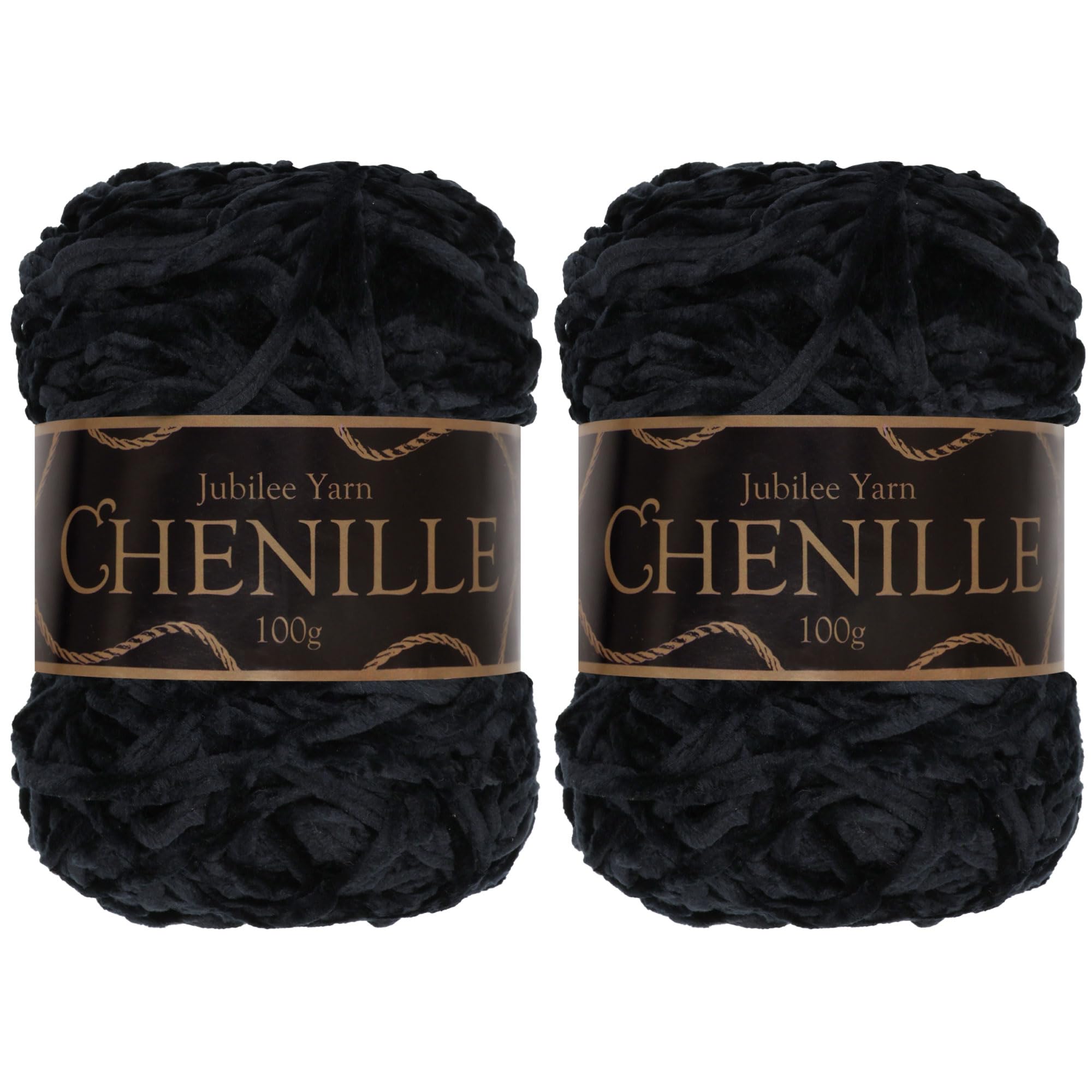 JubileeYarn Chenille Yarn - Worsted Weight - 100g/cake - Onyx - 2 Cakes — image 1