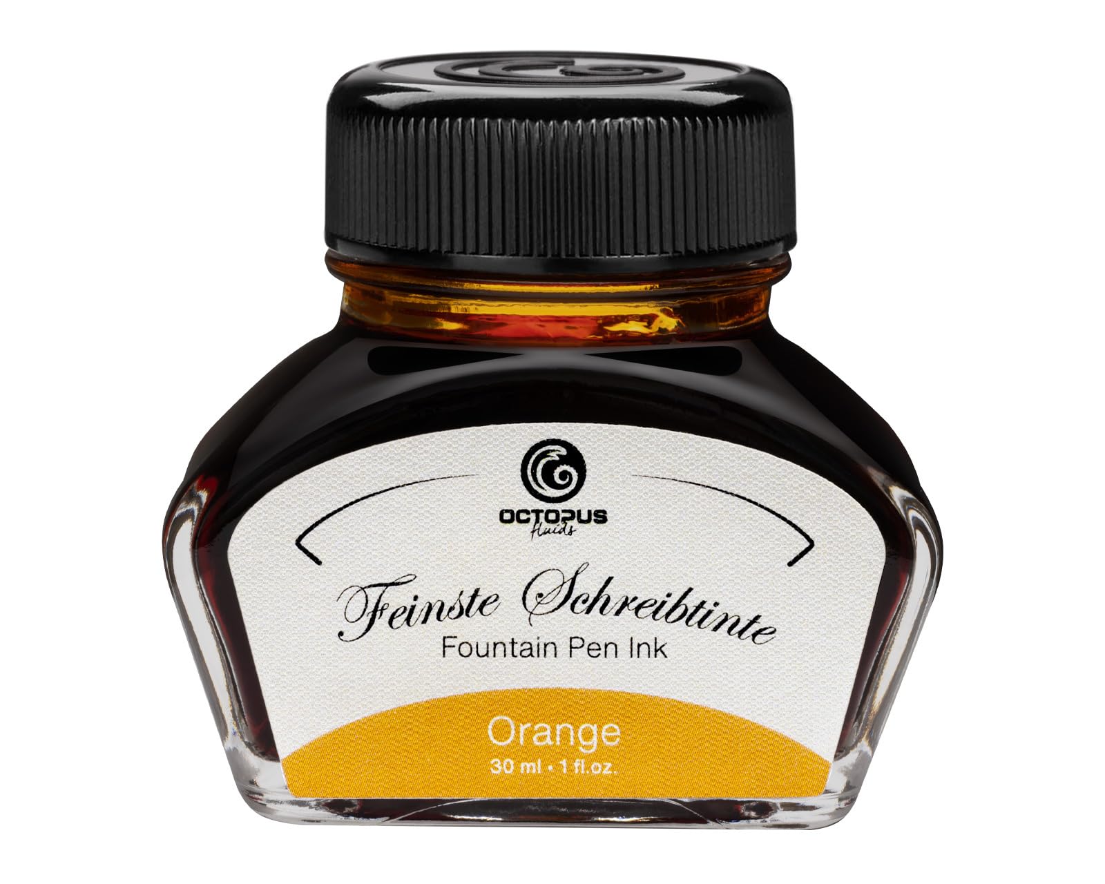 Octopus Fluids Fountain pen ink in ink glass,Writing ink for fountain pen, Fountain pen ink in Orange 30ml, inkpot, Calligraphy Ink