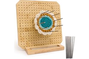 Iswabard Bamboo Crochet Blocking Board Handcrafted Knitting Blocking Mat for Knitting Crochet and Granny Squares, with 15 Stainless Steel Rod Pins (Bamboo-D 10'')