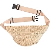 PRETYZOOM Summer Fanny Bag Artificial Straw Mini Woven Waist Pack Chest Pouch Crossbody Bag for Hiking Running Jogging 12" x 6"