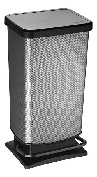 Rotho Paso Mülleimer 40 l mit geruchdichtem Deckel, Kunststoff (PP), carbon metallic, 40 Liter (35,3 x 29,5 x 67,6 cm)