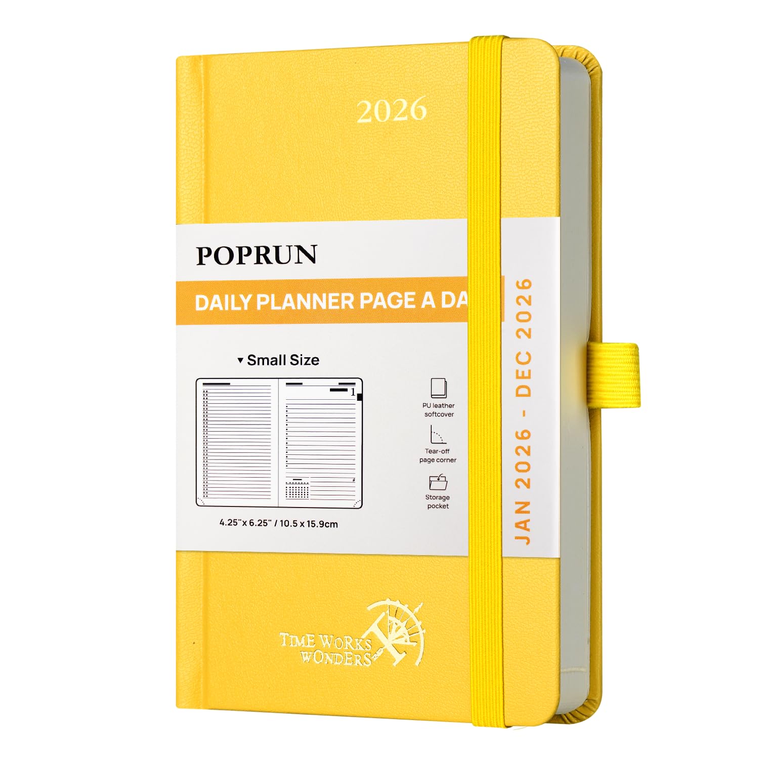 POPRUN 2026 Daily Planner One Page Per Day A6 Size Calendar (4.25" x 6. ...