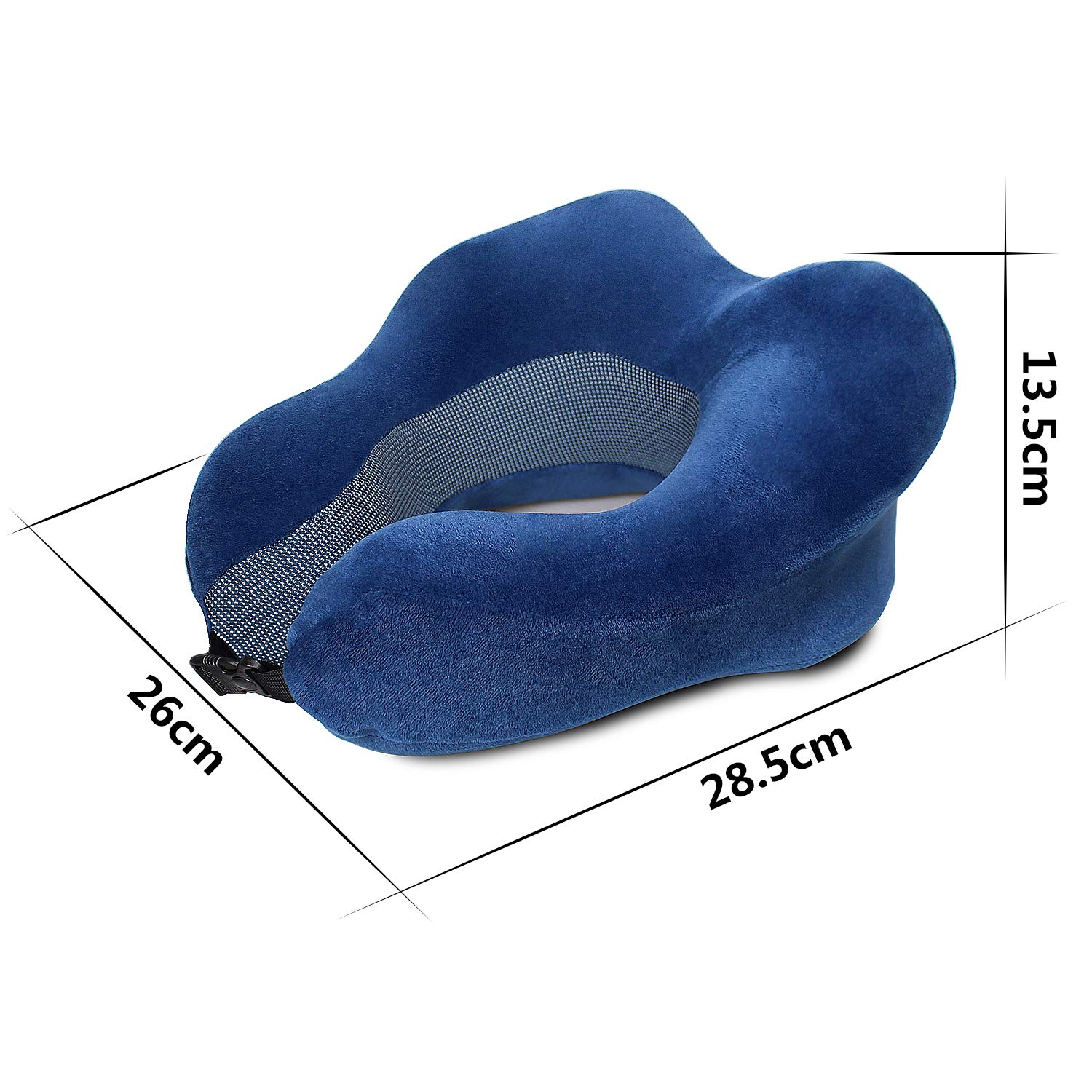 Travel Pillow, Comfortable & Breathable 100% Pure Memory Foam Neck Pillow for Traveling Car Airplane Bus Train with Portable Drawstring Bag(Adult Size, Blue)