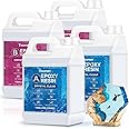 Teexpert Crystal Clear Epoxy Resin Kit 4 Gallon Self-Leveling Coating and Casting Resin, High-Gloss & Bubbles Free Resin and Hardener Kit for DIY Art, Jewelry, Table Top, Molds, Wood 1:1 Ratio