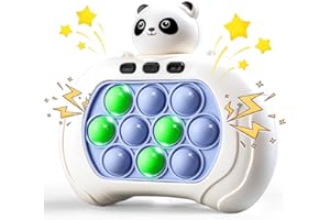 ZDCZ Quick Push Bubble Game, Light up Electric Pop Fidget Toy Popping Game for Kids Teens Adults, Handheld Puzzle Game Sensory Toys for Kids 6-12 Year Old Birthday Present for Boys & Girls (Panda)