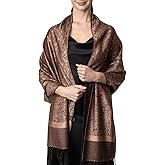 Achillea Two-Tone Vintage Paisley Pashmina Scarf – Lightweight Wrap & Shawl for Dresses, Weddings, Travel, All Seasons