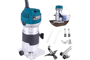 AKYPACH Wood Router,Router Tool Wood Trimmer Router Electric Hand Trimmer Laminate Milling Engraving Hand Machine Joiner Tool Electric for Slotting Trimming Carving 110V 800W 30000R/MIN(Blue)