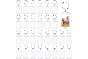 Kulannder 30 PCS Photo Insert Keychains, Acrylic Clear Blank Keyrings Picture Frame Keyring with Split Ring for Personalised Custom and Passport Photo Size, 1.57 Inch by 2.36 Inch