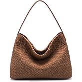 Suede Woven Tote Bag for Women: Handwoven Vegan Leather Purse & Pockets for Style & Travel - Adjustable Strap fits 11" iPad