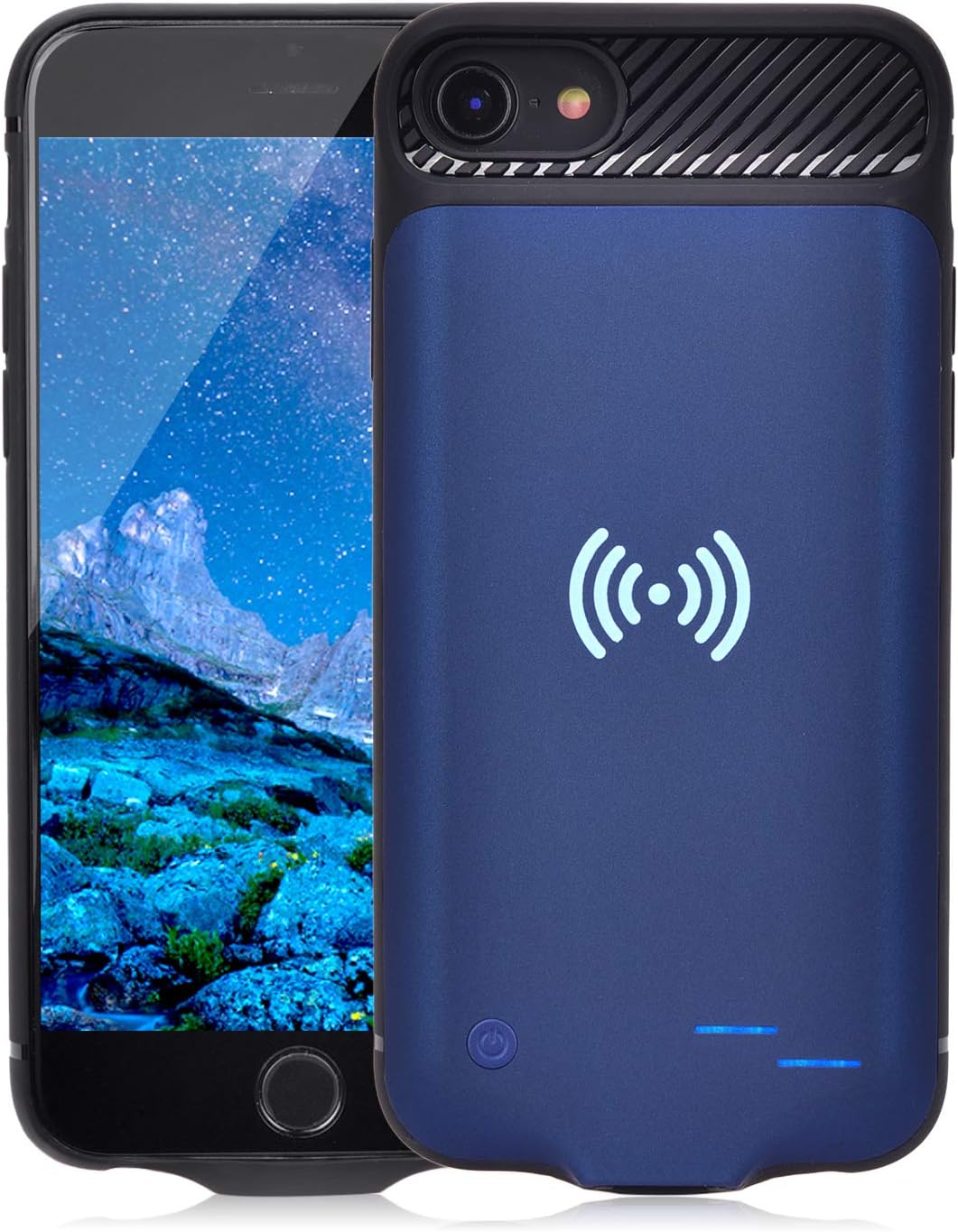 WUEOO Qi Battery Case for iPhone 6 6S 7 8, 3800mAh Portable Wireless Charging Battery Extra Battery External Battery Case Battery Rechargeable Power Bank Battery Case for iPhone 8/7 / 6S / 6