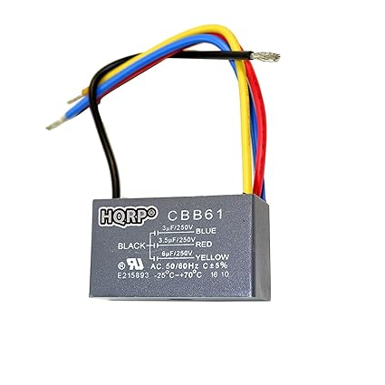Amazon Com Hqrp Ceiling Fan Capacitor Cbb61 3uf 3 5uf 6uf 4 Wire