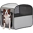 Petsfit Travel Dog Crate，Pop Up Dog Crate for Medium Large Dogs，Waterproof Pet Cage Soft Dog Kennel for Indoor/Outdoor，Lightweight Dog Carrier for Travelling，Grey