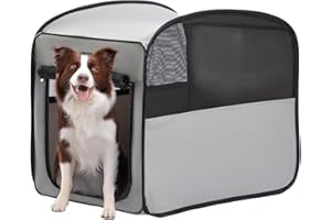 Petsfit Travel Dog Crate，Pop Up Dog Crate for Medium Large Dogs，Waterproof Pet Cage Soft Dog Kennel for Indoor/Outdoor，Lightw