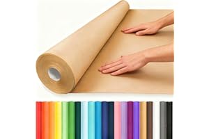 Vanhench 36"x 2520" (210') Brown Wrapping Paper Roll for Bulletin Board Paper, Kraft Paper, Thanksgiving Christmas Gift Art Craft Bouquet Flower Poster Packing Shipping Moving Supplies, 70GSM 50LB